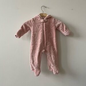 Plush Pink Hooded Onesie